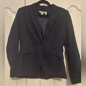H&M 100% Linen Dark Blue Women's Blazer